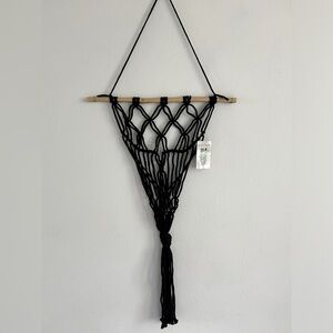Black large crochet plant hanger, wall decor